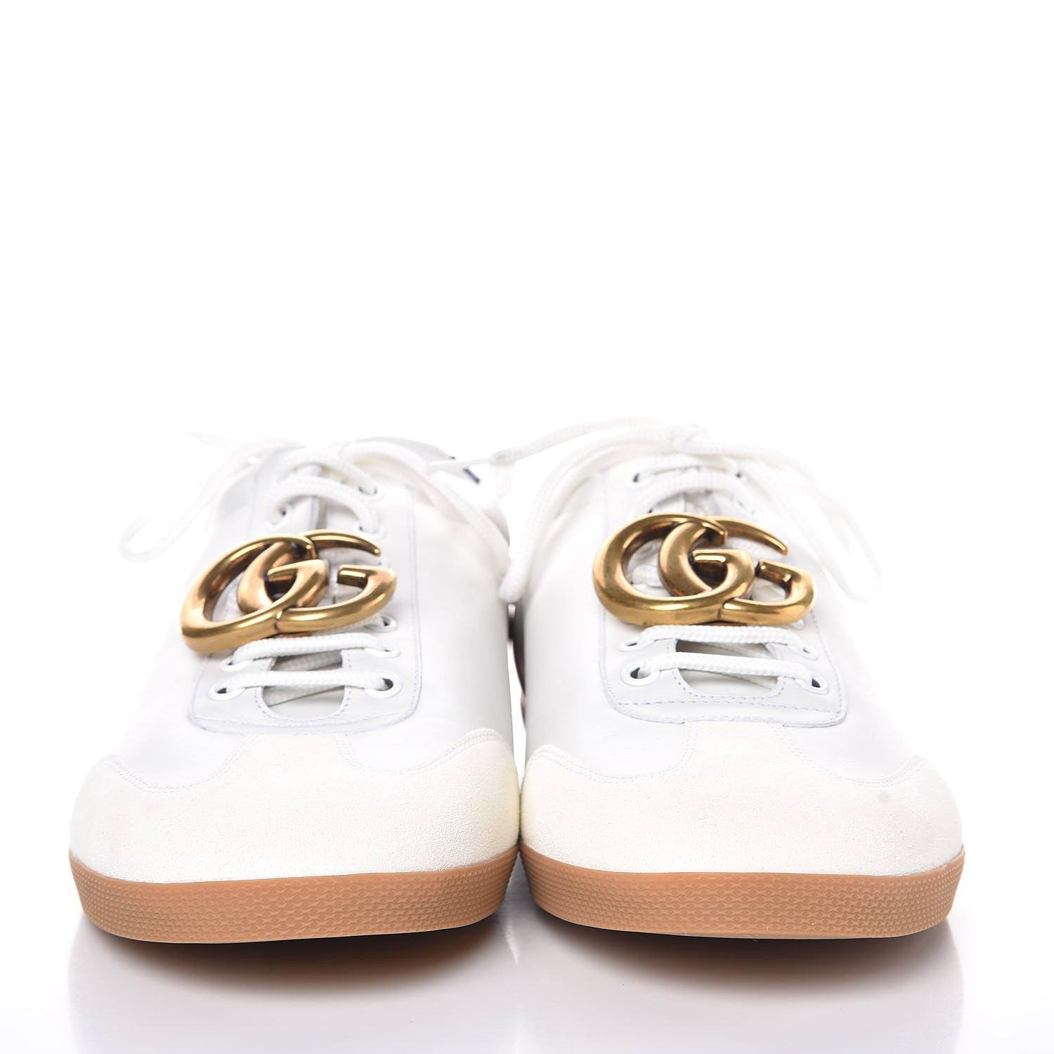 Gucci Calfskin Metallic Ayers Mens Bambi GG Sneakers 11 Great White Notte Red 2 of 10