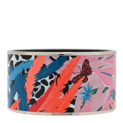 Hermes Enamel Printed Jaguar Quetzal Extra Wide Bracelet 65 3 of 4
