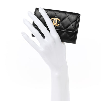 Chanel Lambskin Quilted Flap Card Holder Wallet Black 2 of 8