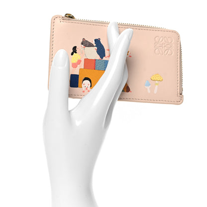Loewe X SUNA FUJITA Satin Calfskin Hamster Zipped Card Coin Holder Talc 2 of 7