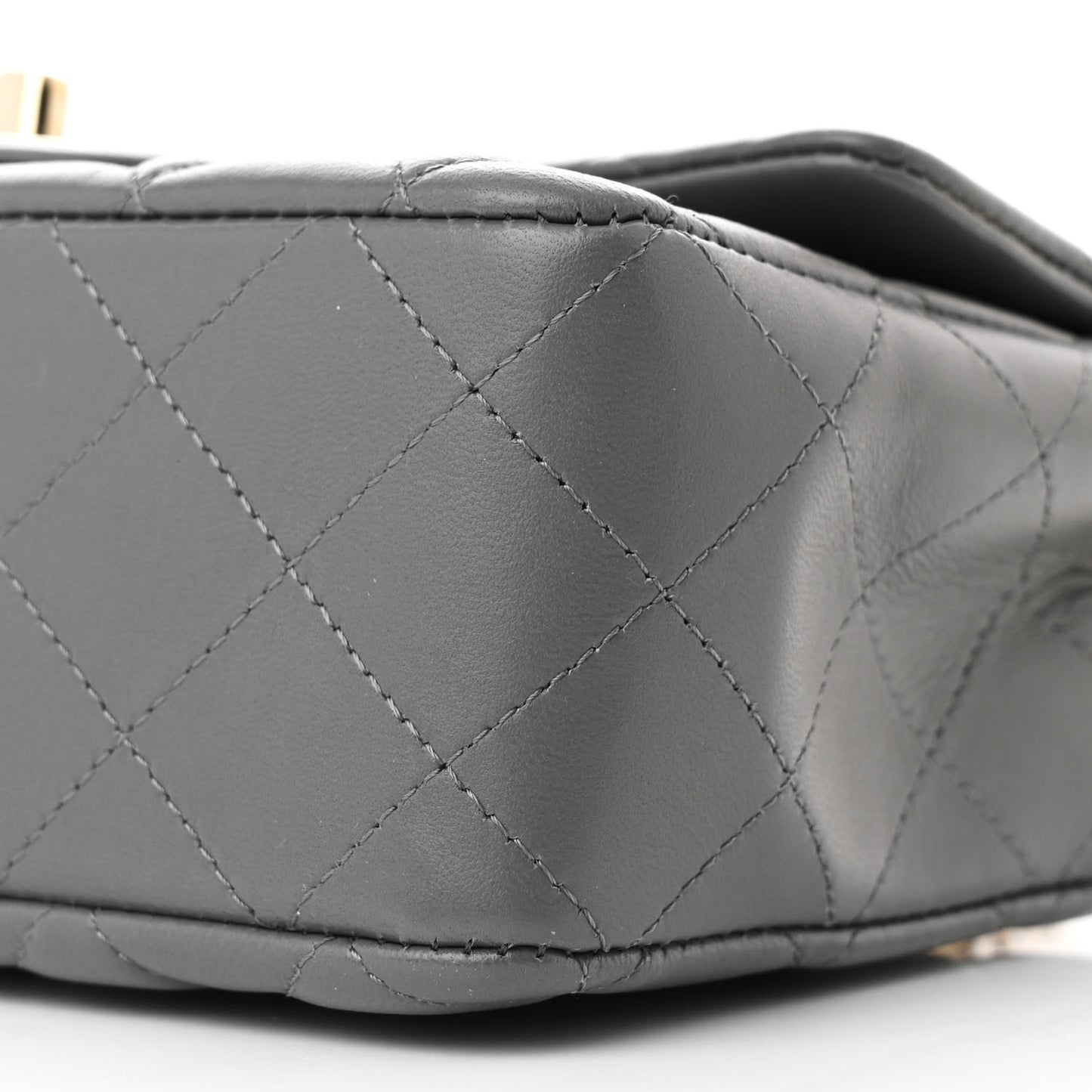 Lambskin Quilted Mini Rectangular Flap Dark Grey