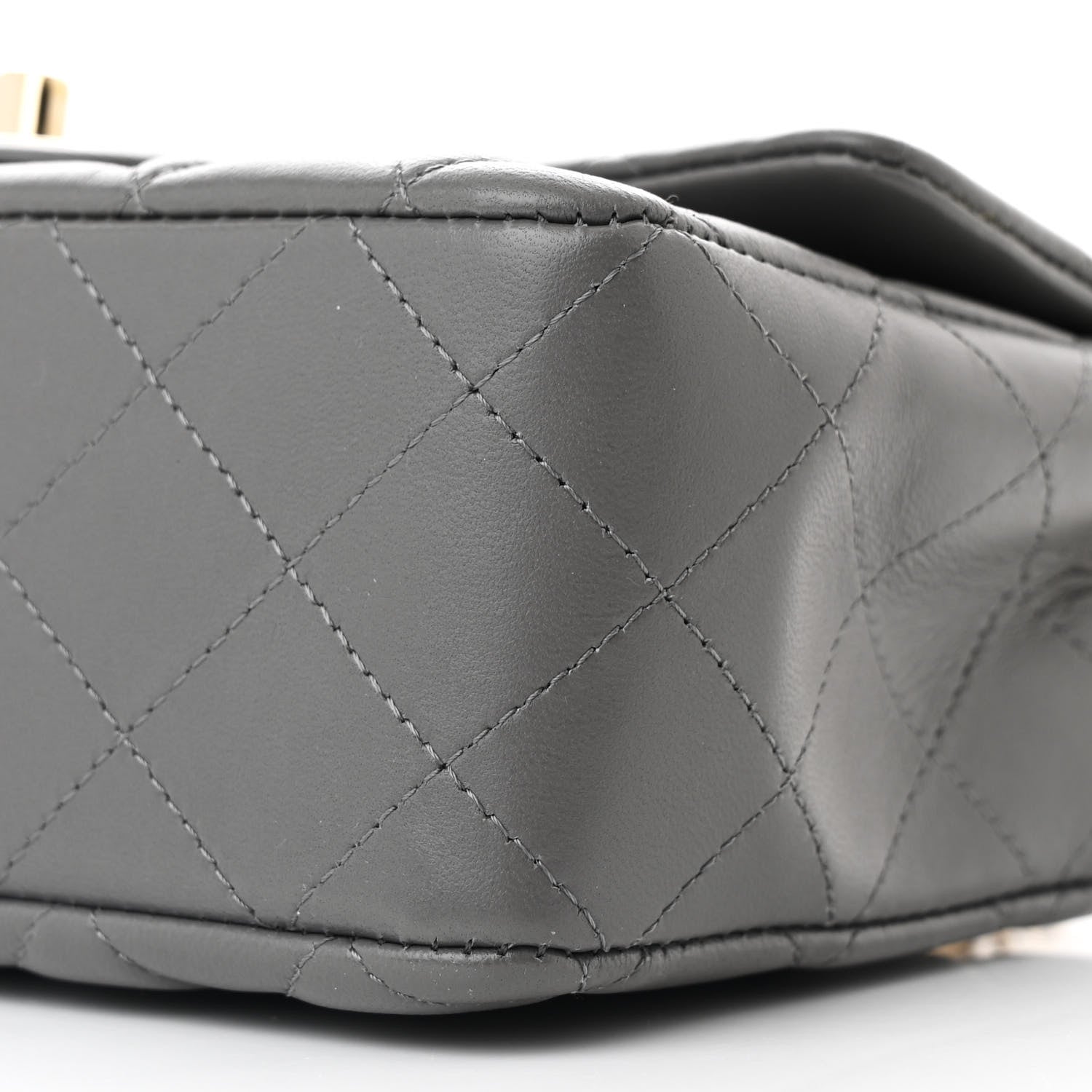 Chanel Lambskin Quilted Mini Rectangular Flap Dark Grey 10 of 11