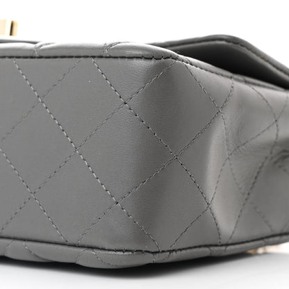 Chanel Lambskin Quilted Mini Rectangular Flap Dark Grey 10 of 11