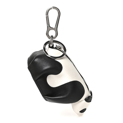 Loewe Calfskin Panda Coin Pouch Bag Charm Key Holder Black White 1 of 6