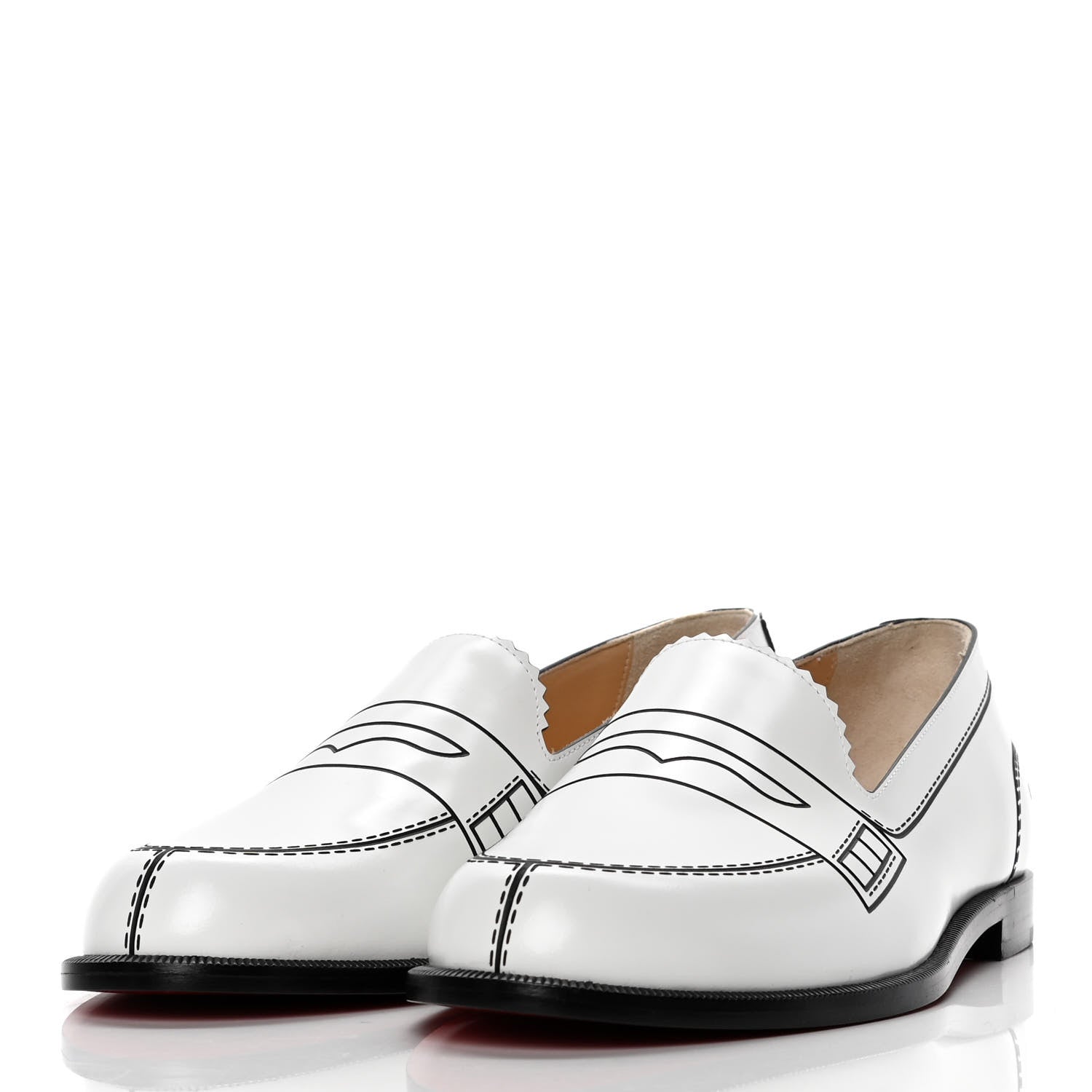 Christian Louboutin Calfskin Women Mocalaureat Tromp L'oeil Loafers 36.5 White 3 of 10