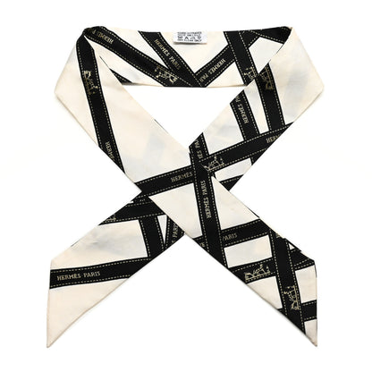 Hermes Silk Bolduc Twilly White Black 1 of 5