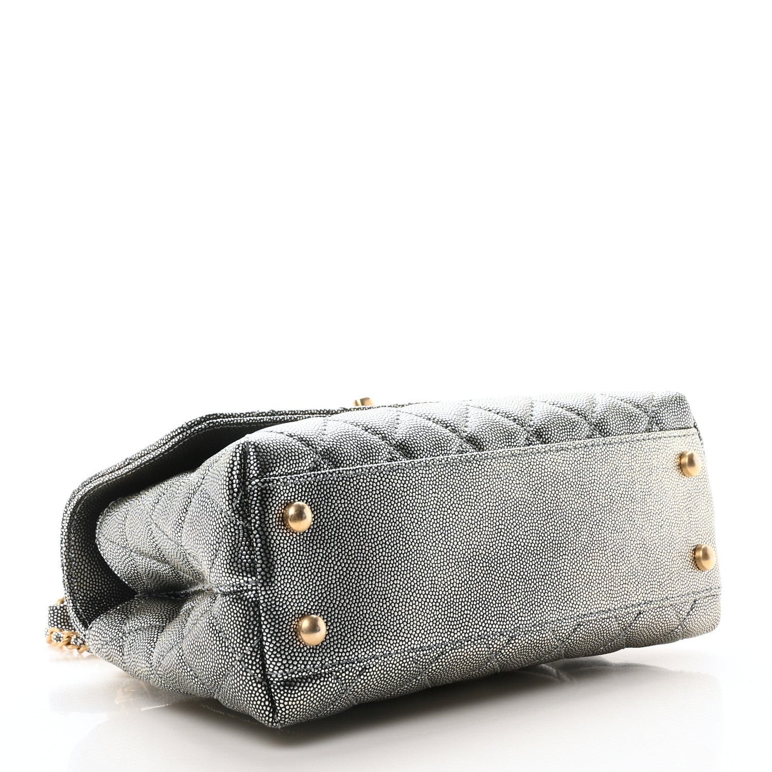 Chanel Metallic Caviar Quilted Mini Coco Handle Flap Silver 4 of 10