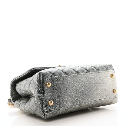 Chanel Metallic Caviar Quilted Mini Coco Handle Flap Silver 4 of 10