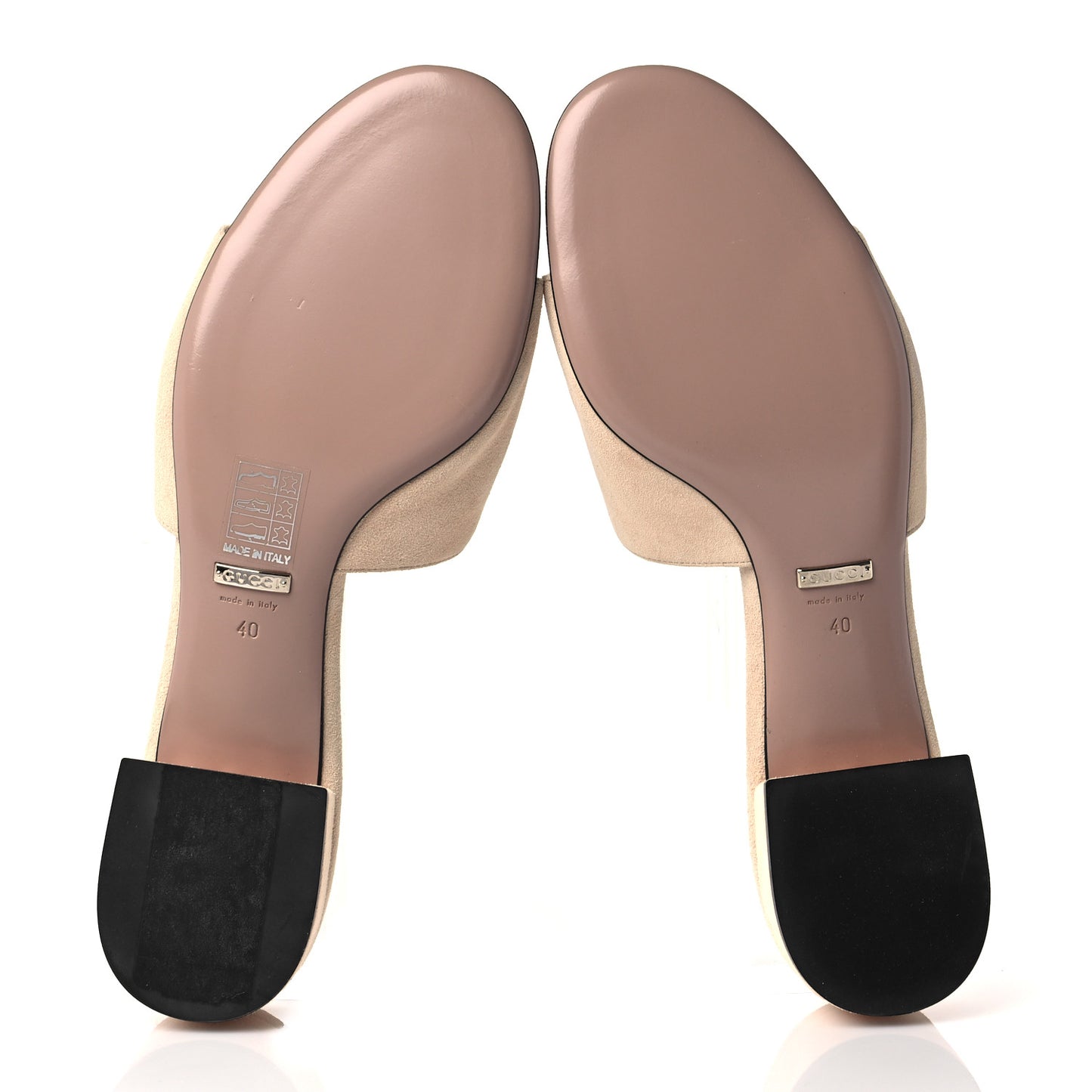 Suede Crystal Maxine Horsebit Slide Sandals 40 Beige