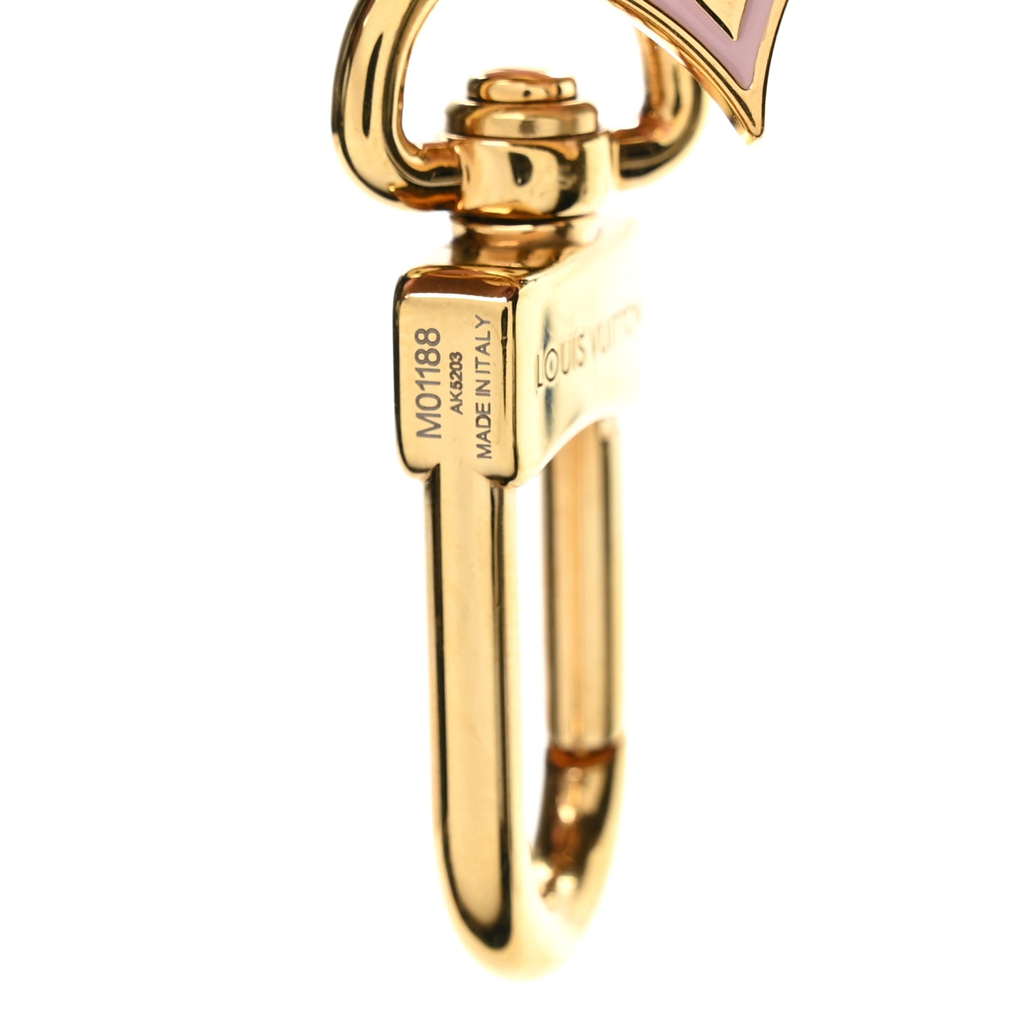 Brass Enamel Fleur De Monogram Bag Charm Chain Gold