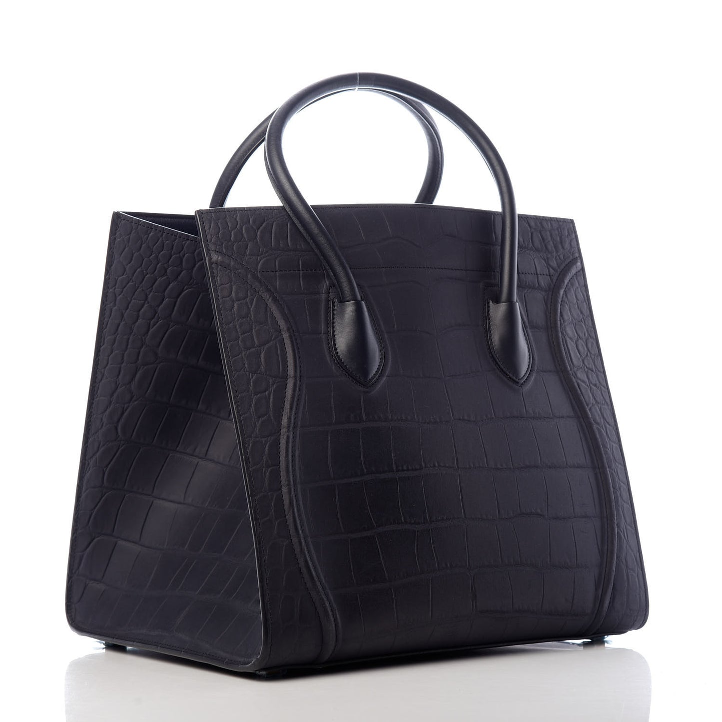 Crocodile Embossed Nubuck Medium Phantom Luggage Navy Blue