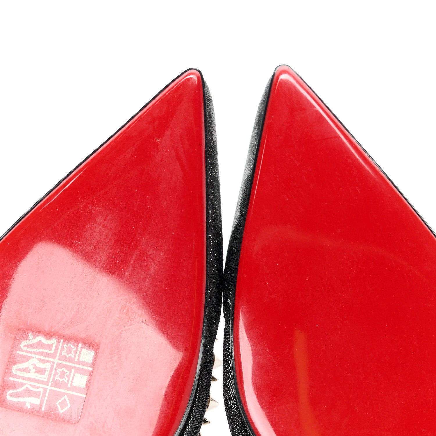 Christian Louboutin Glitter Fabric Mesh Spikes Galativi Flats 37 Black 9 of 9