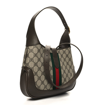 Gucci X BALENCIAGA BB Supreme Monogram Calfskin Web Small Jackie 1961 Hobo Beige Ebony 3 of 11