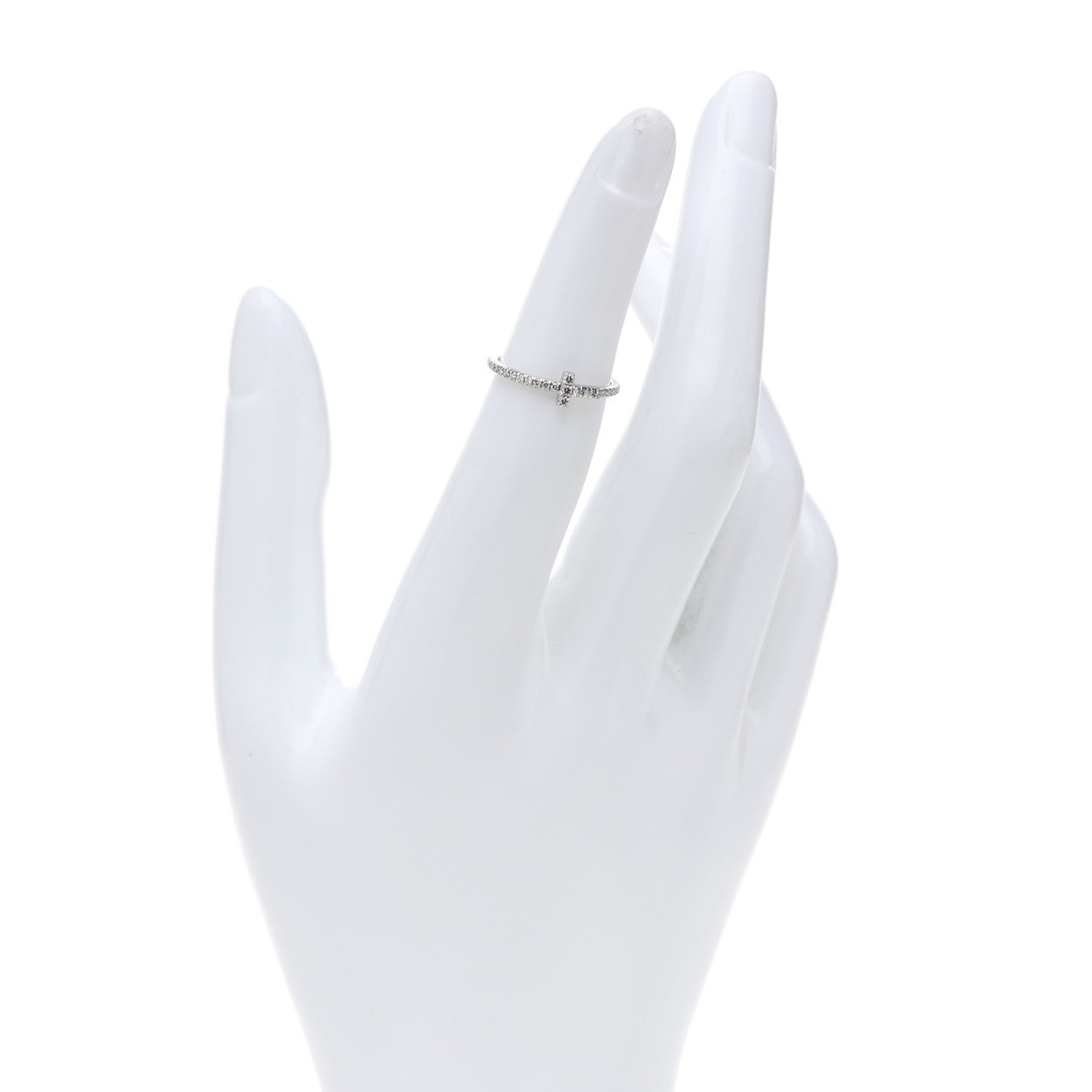 Tiffany 18K White Gold Diamond T Wire Pave Ring 48 4.5 2 of 5