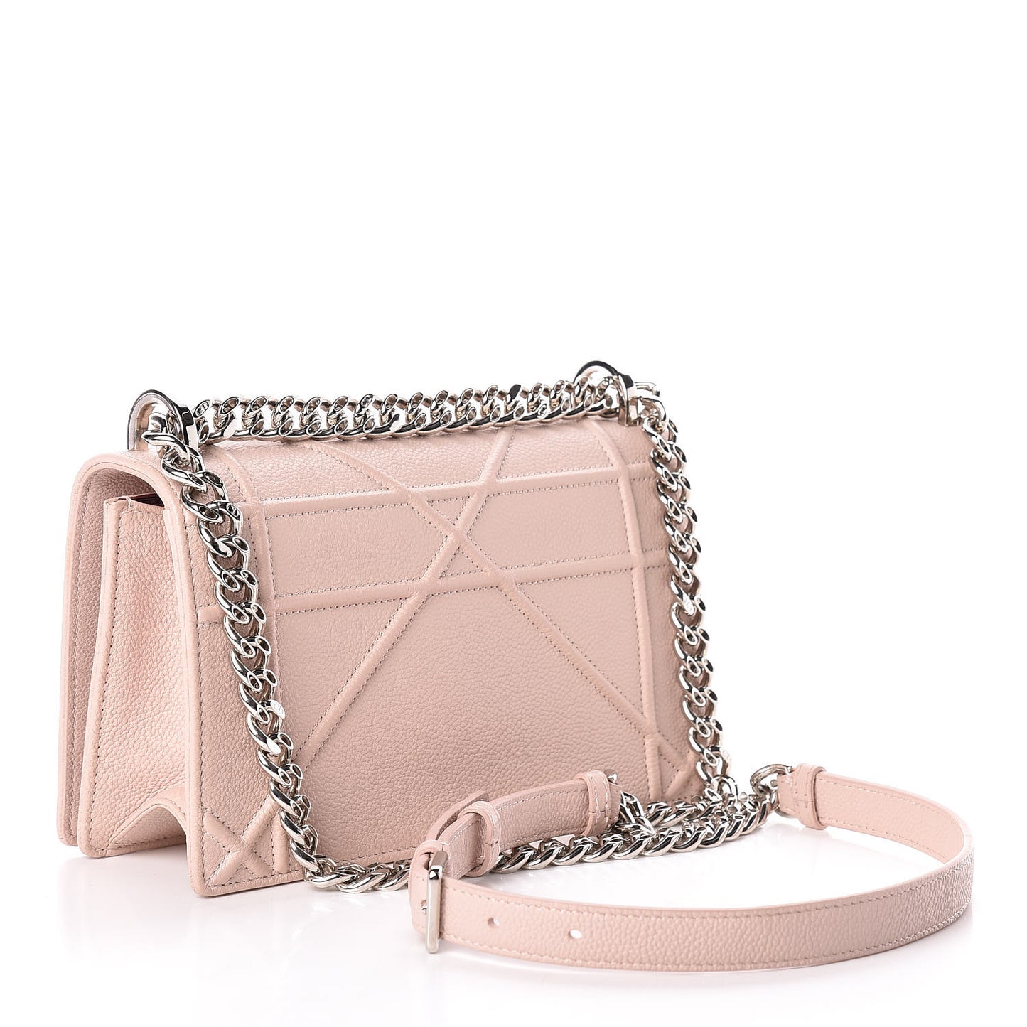 Grained Calfskin Cannage Small Diorama Flap Bag Rose Poudre