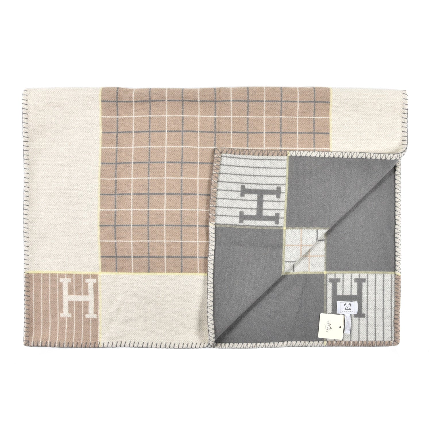 Hermes Wool Cashmere Avalon Passe-Passe Blanket Naturel 2 of 3
