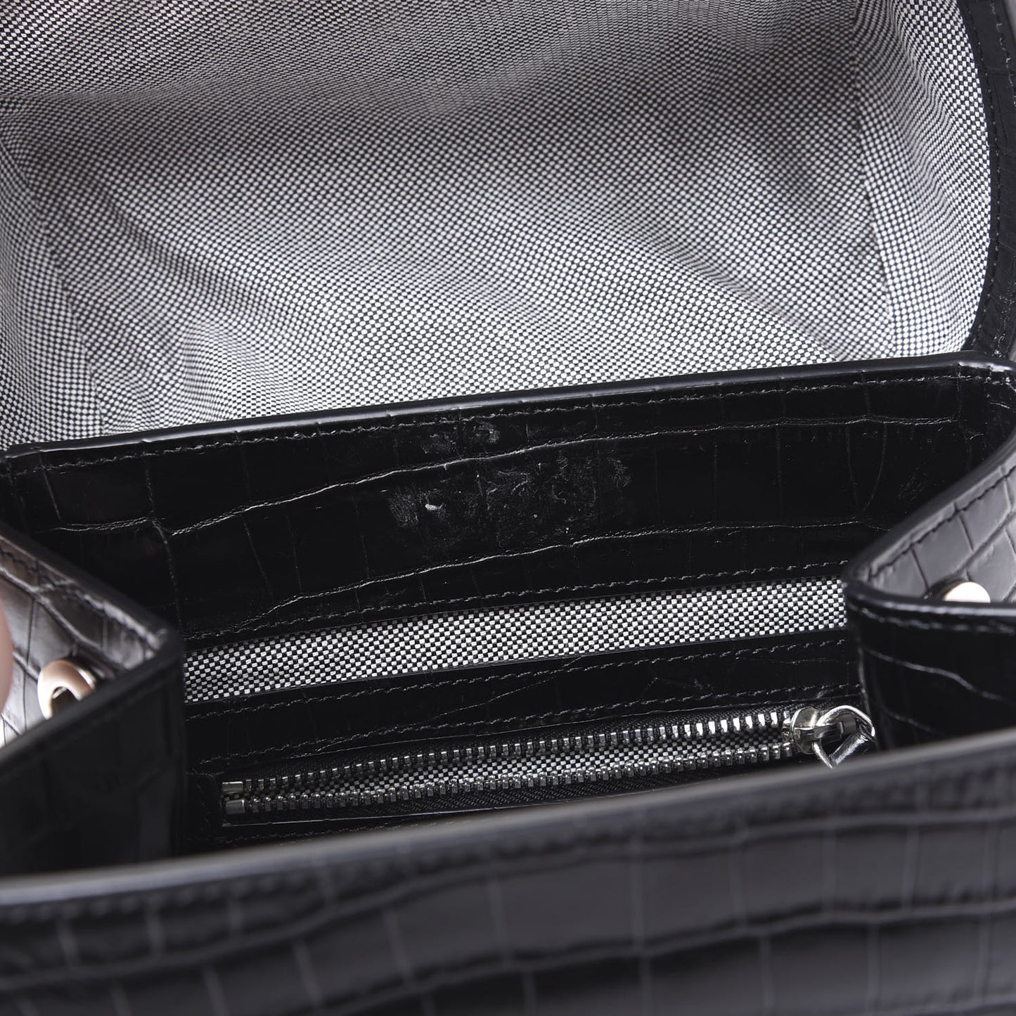 Crocodile Embossed Calfskin Mini Hook Backpack Black