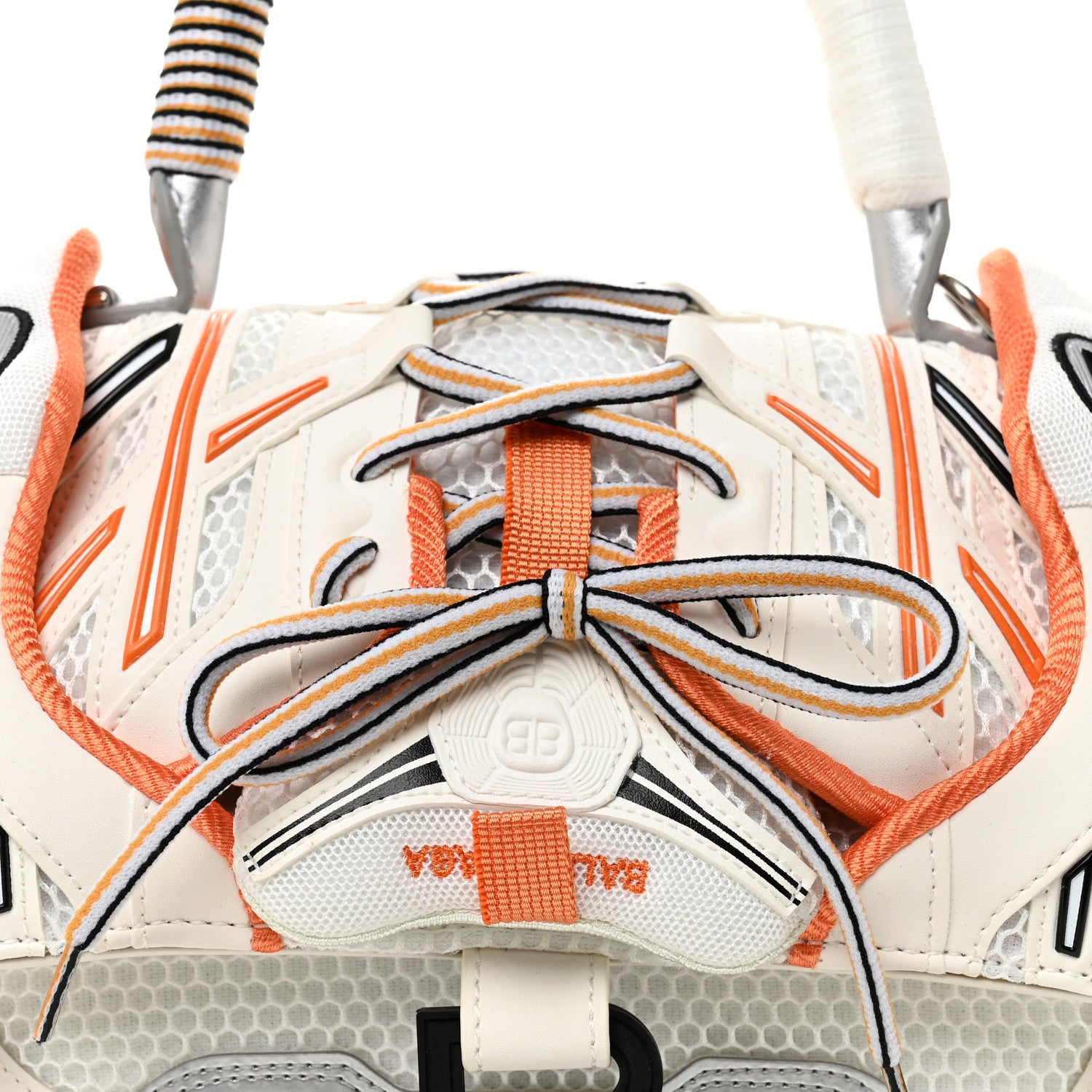 Balenciaga Faux Calfskin Fabric Glow In The Dark Small Sneakerhead Top Handle Bag White Orange 8 of 10