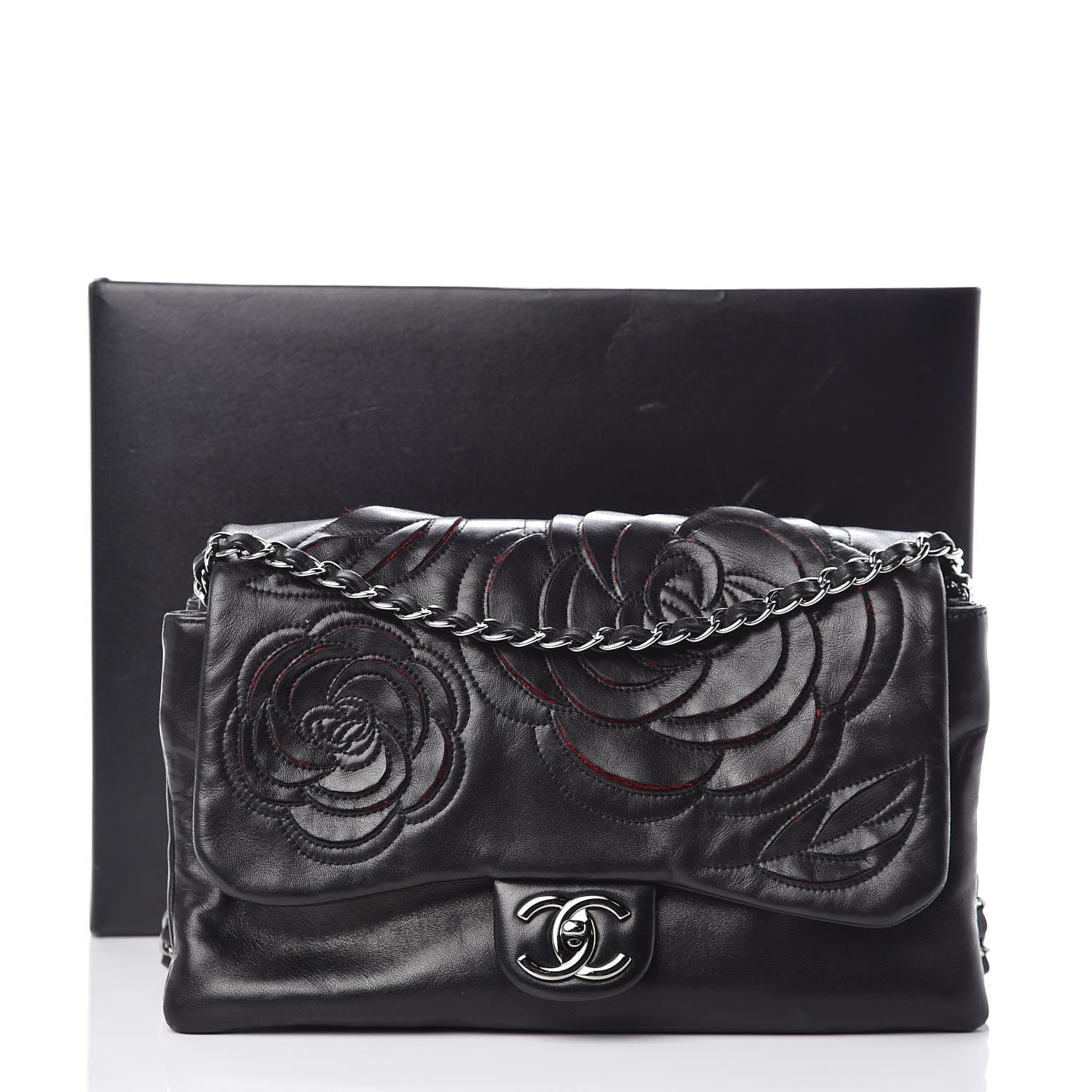 Chanel Lambskin Tweed Large Camellia Petals Flap Black 19 of 19