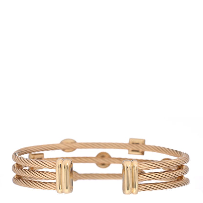 David Yurman 18K Yellow Gold Diamond Three Row Confetti Cuff Bracelet 3 of 4