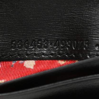 Gucci Calfskin Web Trapuntata GG Marmont Card Case Wallet Black 5 of 9