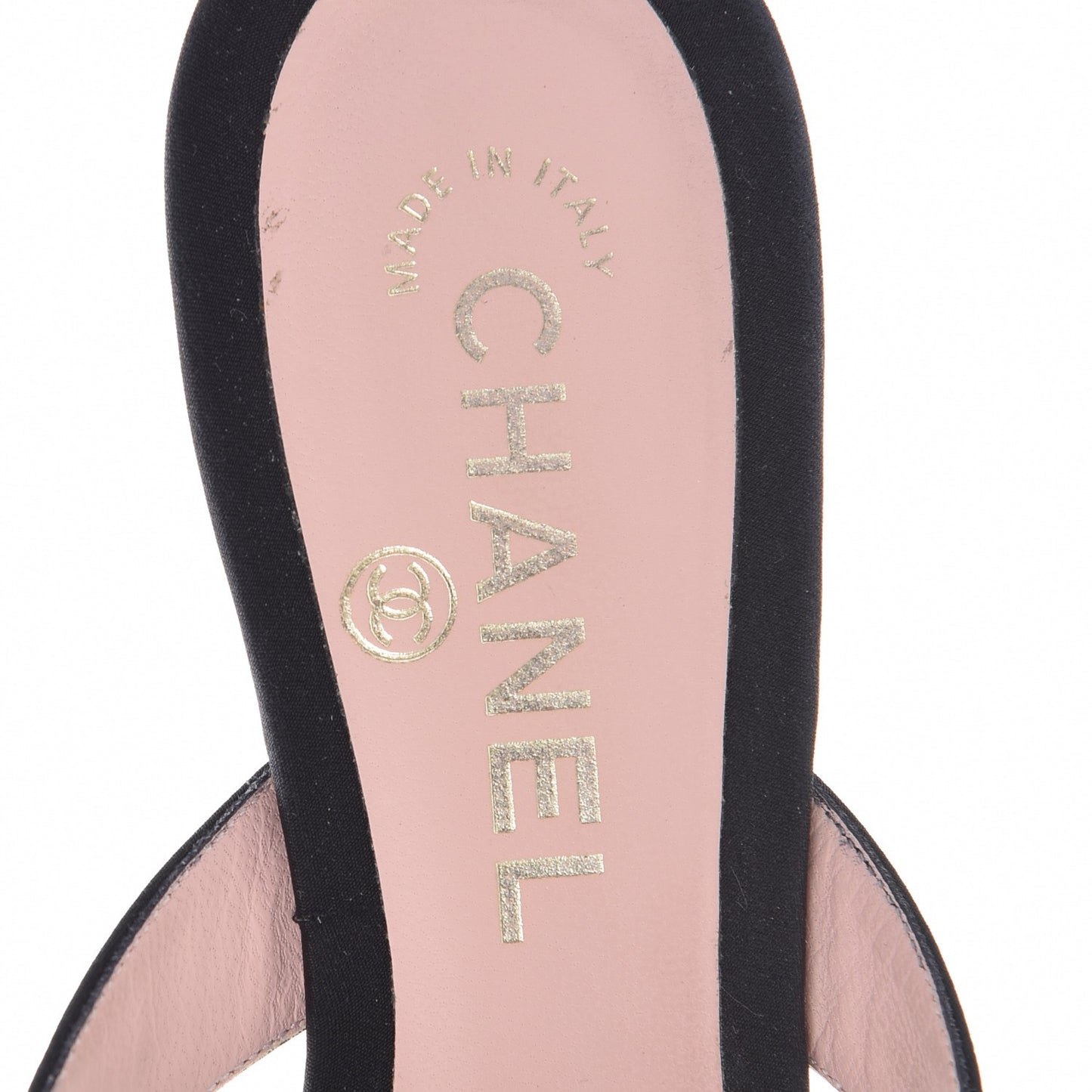 Satin Camellia Thong Sandals 37 Black