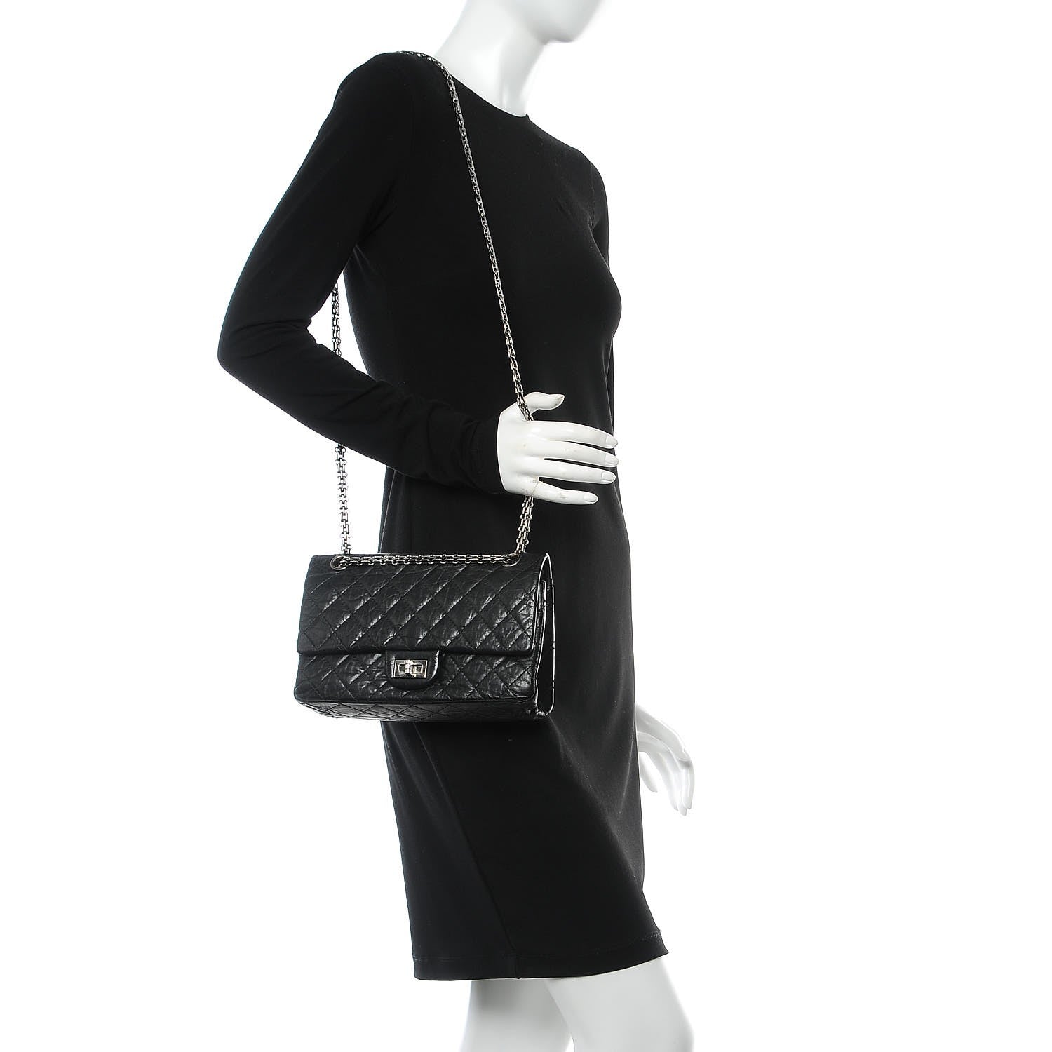 Chanel Aged Calfskin Quilted 2.55 Reissue 225 Flap Black 2 of 11