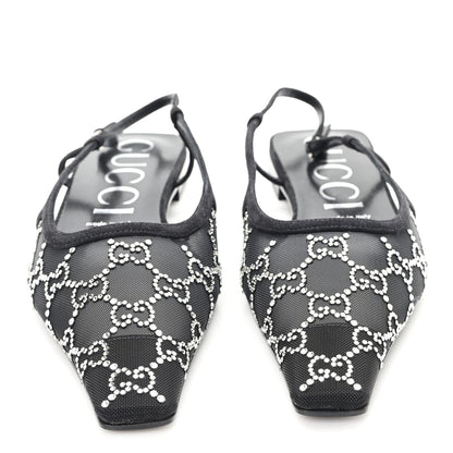 Gucci Tela Retino Kid Scamosciato Crystal GG Monogram Square Demi Ballet Flats 40 Black 3 of 8
