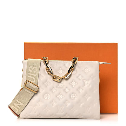 Louis Vuitton Lambskin Embossed Monogram Coussin PM Cream 12 of 12