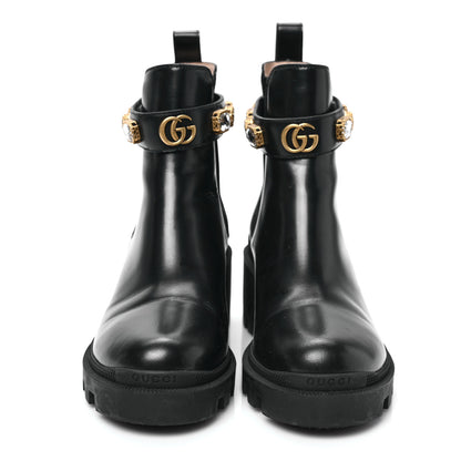 Gucci Calfskin Crystal GG Trip Chelsea Ankle Boots 37.5 Black 2 of 8