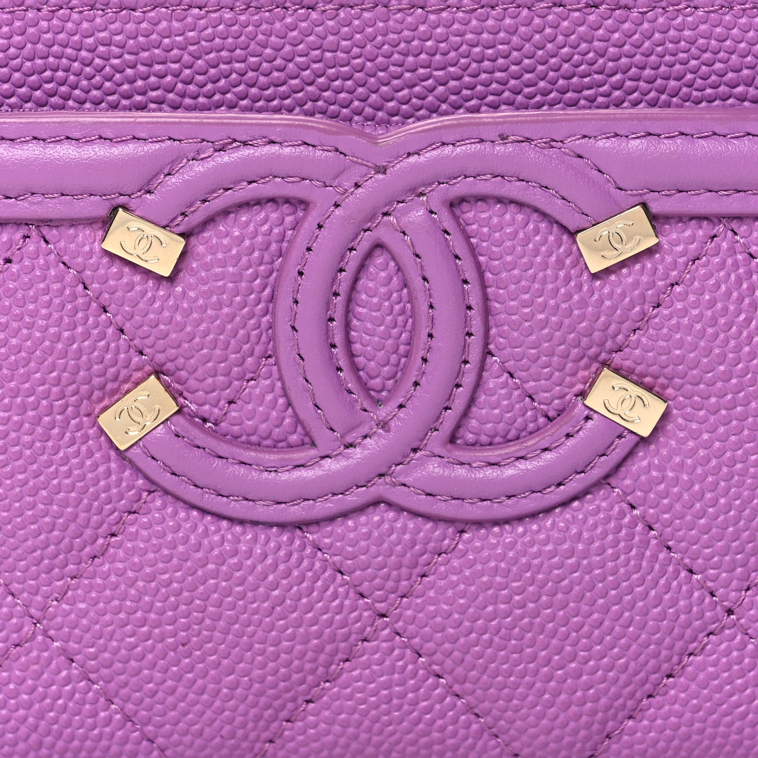 Chanel Caviar Quilted Filigree Card Holder Purple 9 of 10