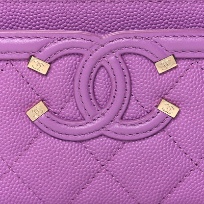 Chanel Caviar Quilted Filigree Card Holder Purple 9 of 10