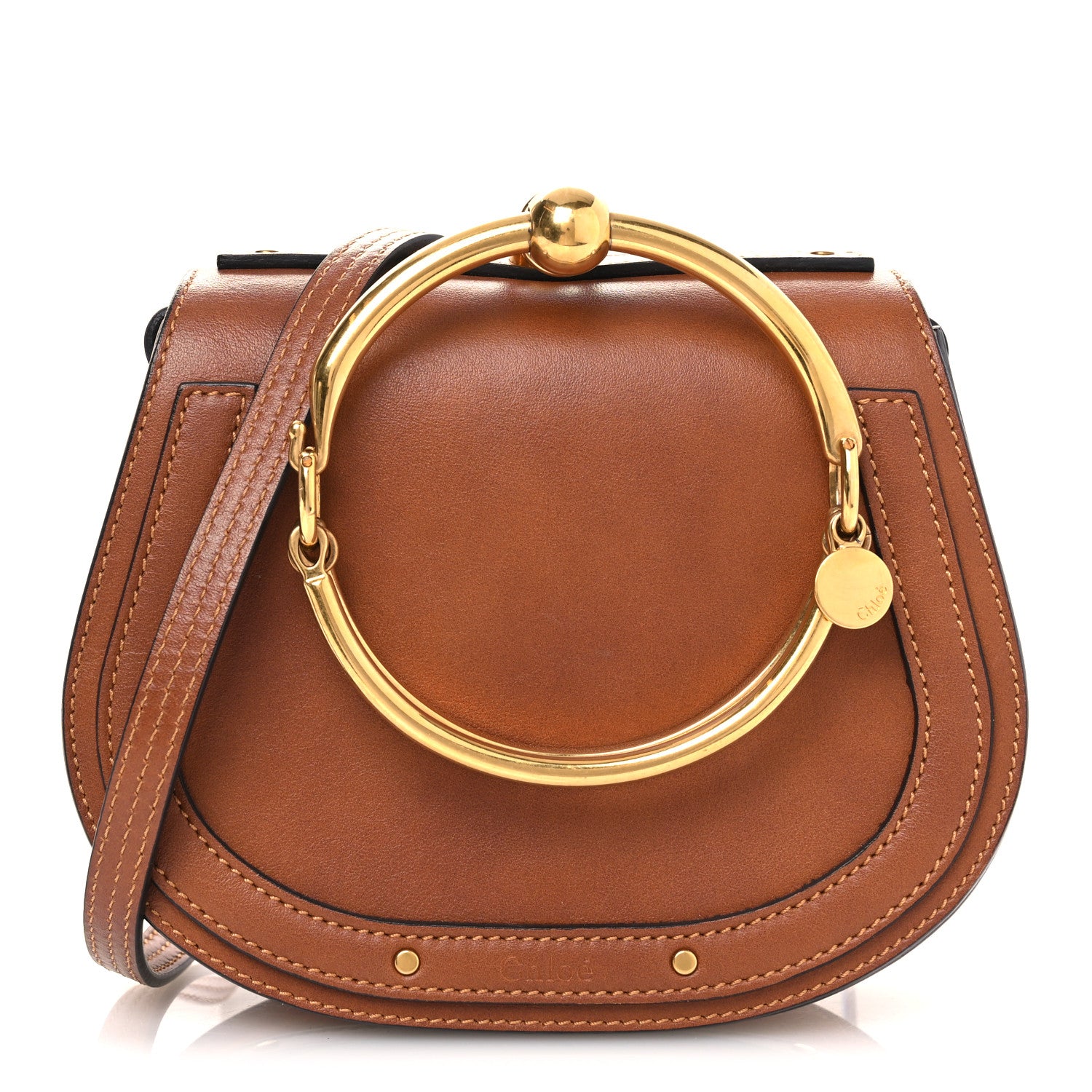Chloe Calfskin Suede Small Nile Bracelet Bag Caramel 1 of 14