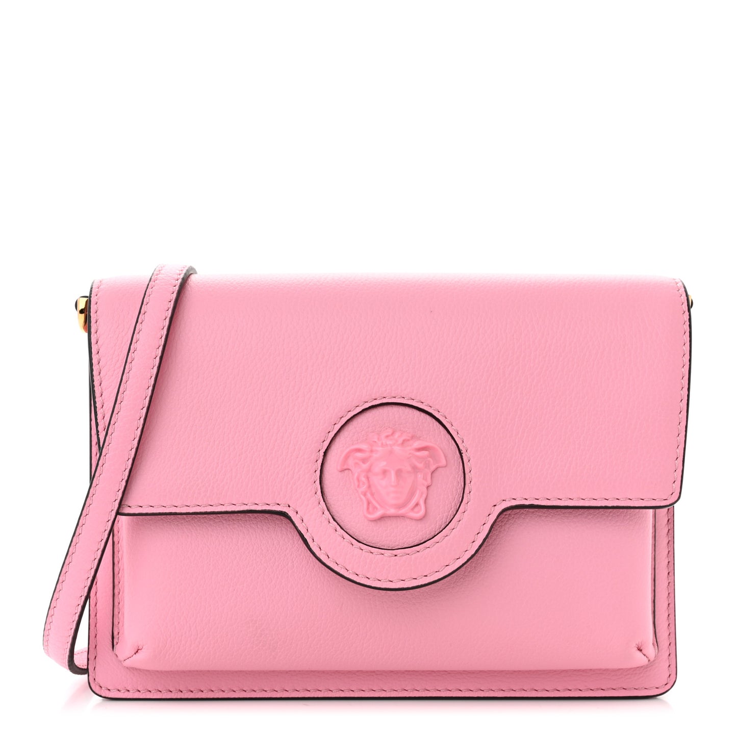 Grained Calfskin La Medusa Crossbody Bag Pink