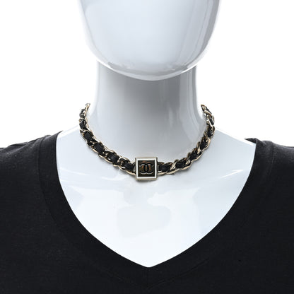 Chanel Metal Lambskin CC Square Choker Gold Black White 3 of 4