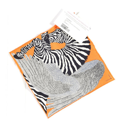 Hermes Silk Carre Zebra Pegasus Nano Scarf 20 Orange Vif Black 2 of 10