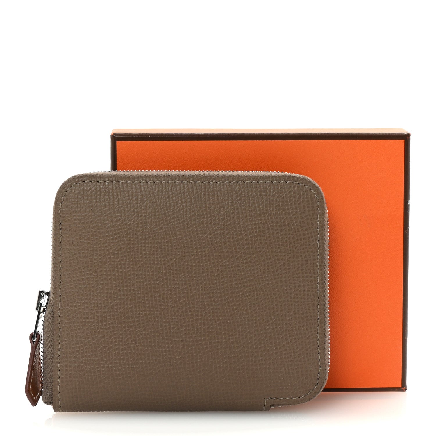 Hermes Epsom Silk'in Compact Wallet Etoupe Cassis Vert Fizz 7 of 7