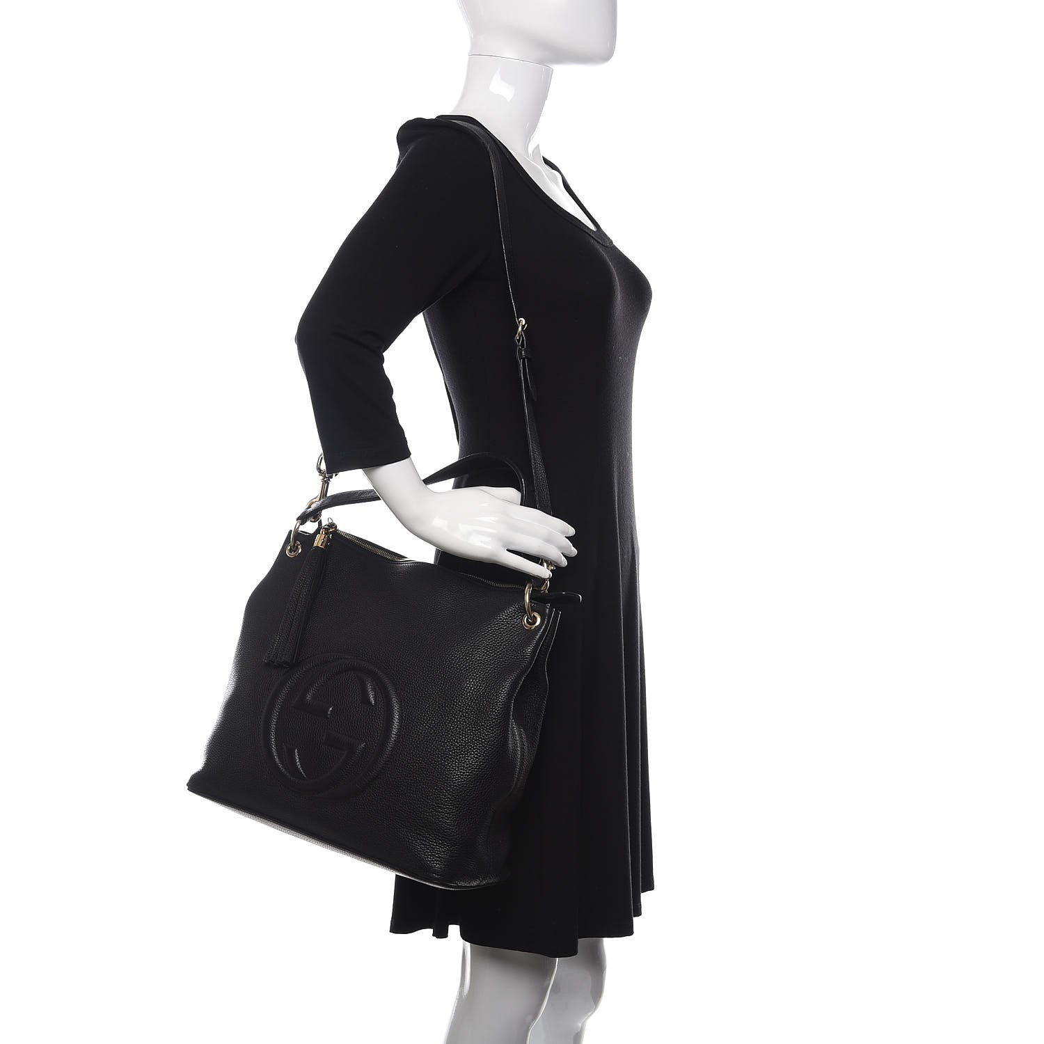 Gucci Pebbled Calfskin Large Soho Hobo Black 2 of 9