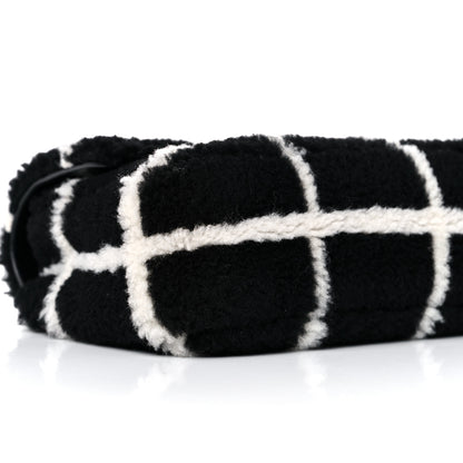 Chanel Shearling Lambskin Large Fluffy Tartan Single Flap Black White 8 of 10