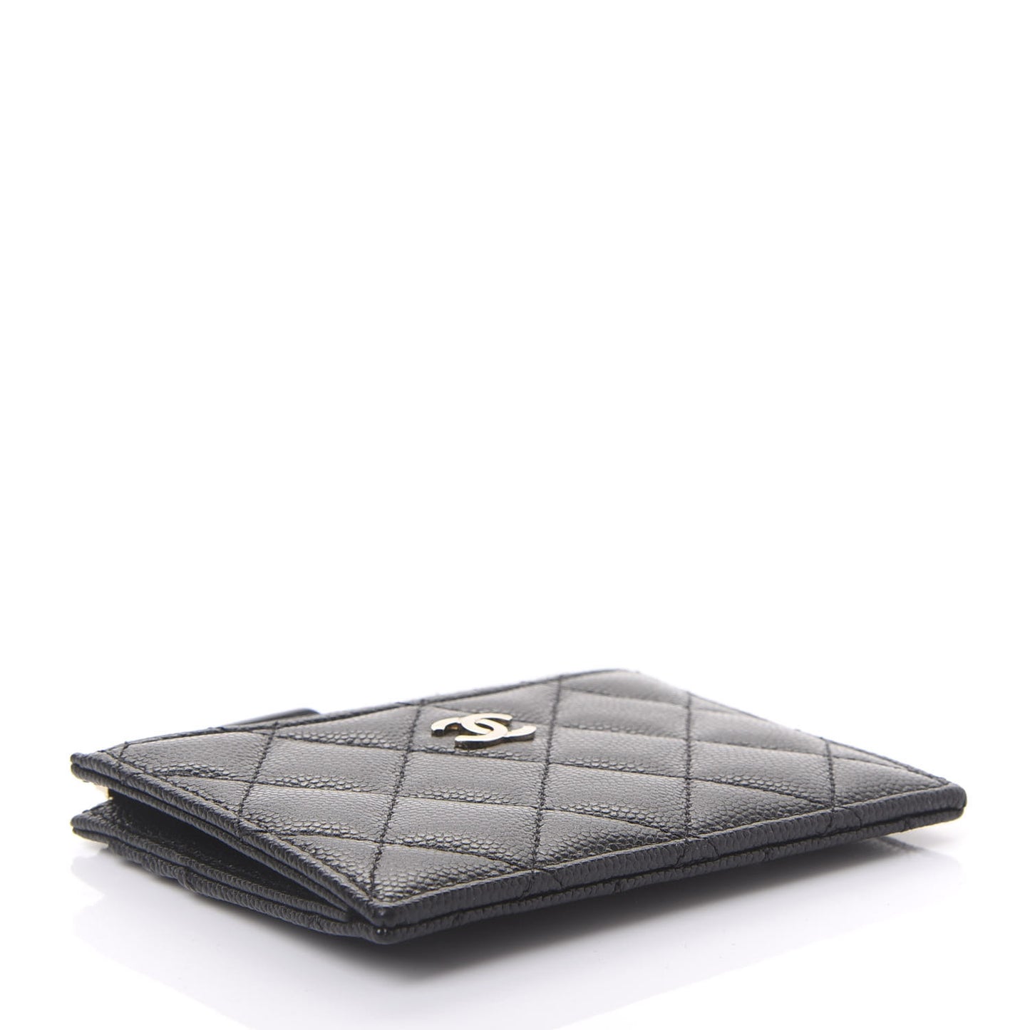 Caviar Quilted CC Zip Card Holder Black