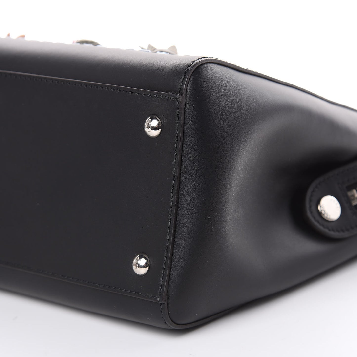 Calfskin Flowerland Medium Dotcom Satchel Black Multicolor