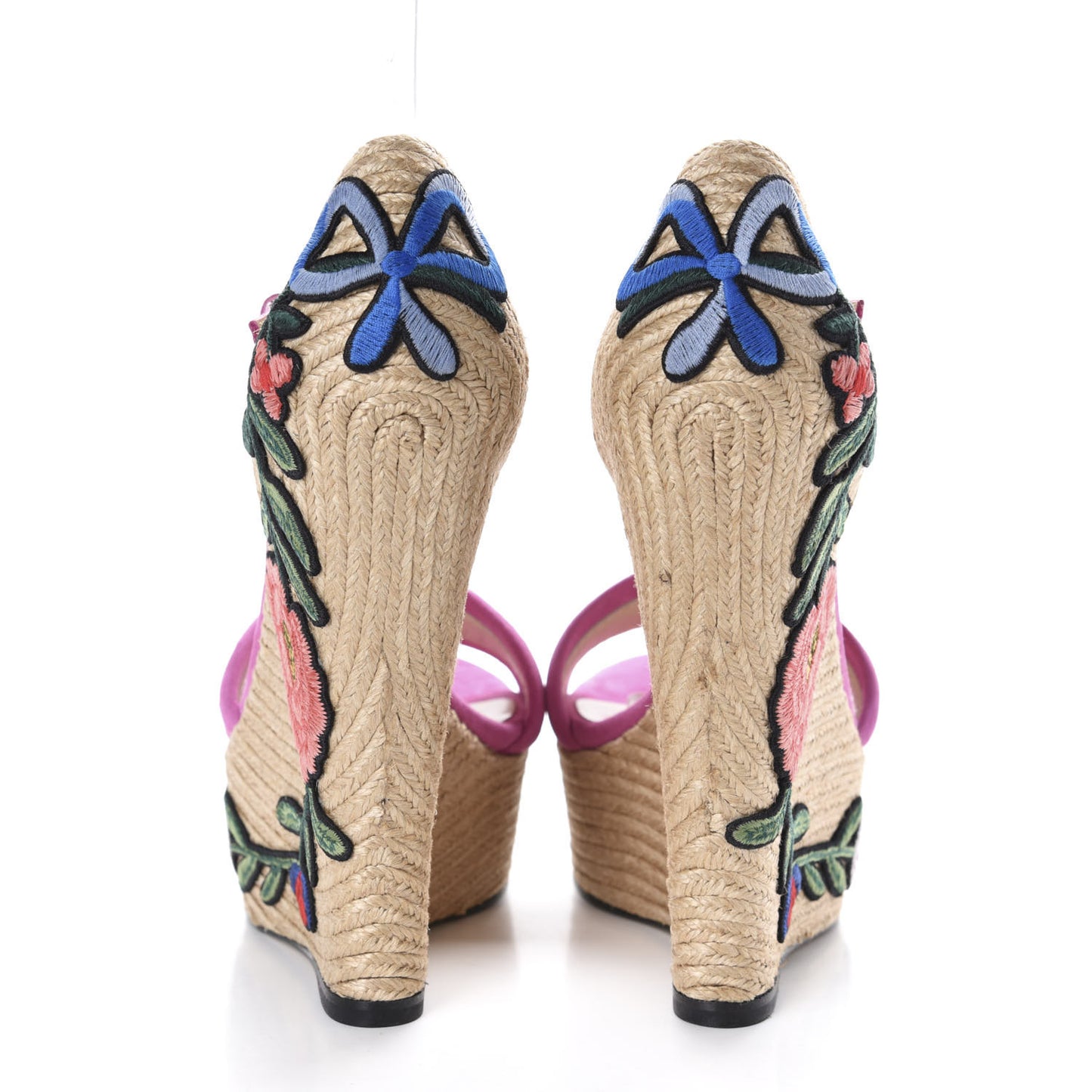 Kid Scamosciato Ophelia Espadrille Platform Wedge Sandals 37 Rododendro