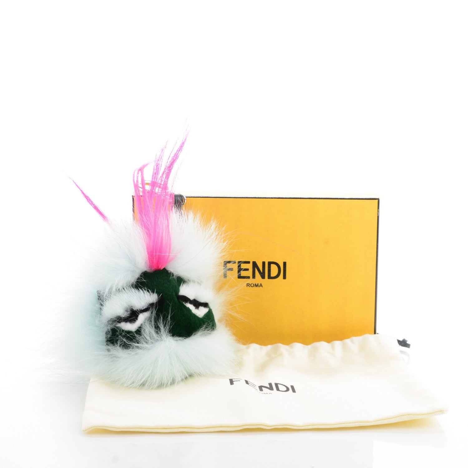 Fendi Fox Rabbit Goat Mink Fur Vitello Flamingo Bagood Monster Bag Bug Charm Light Blue 4 of 4