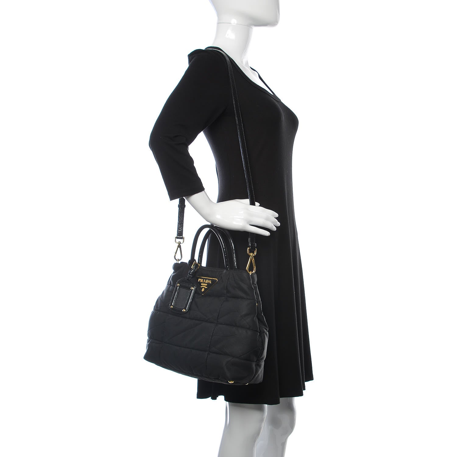 Prada Tessuto Nylon Quilted Tote Black 2 of 14