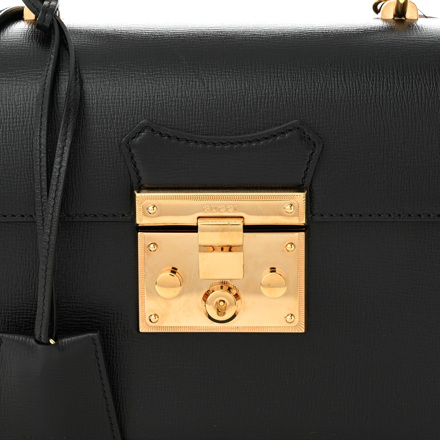 Calfskin Small Padlock Bamboo Shoulder Bag Black