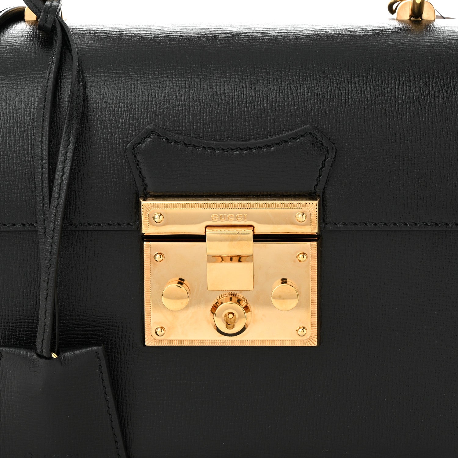 Gucci Calfskin Small Padlock Bamboo Shoulder Bag Black 8 of 10