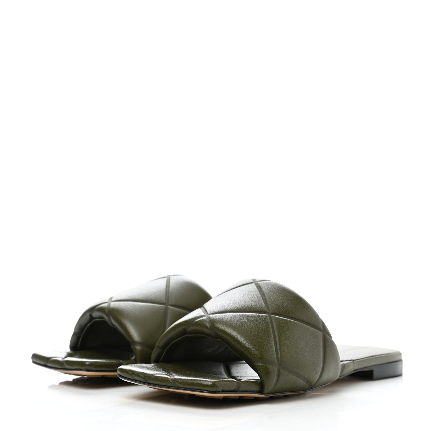 Bottega Veneta Nappa Quilted Rubber Lido Flat Sandals 39 Khaki 3 of 8