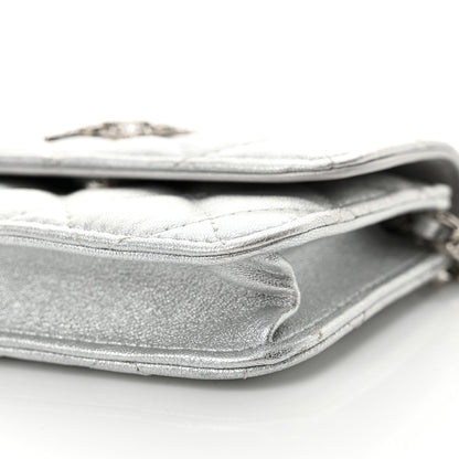 Chanel Metallic Lambskin Crystal Quilted Star Chain Belt Bag Silver 12 of 12