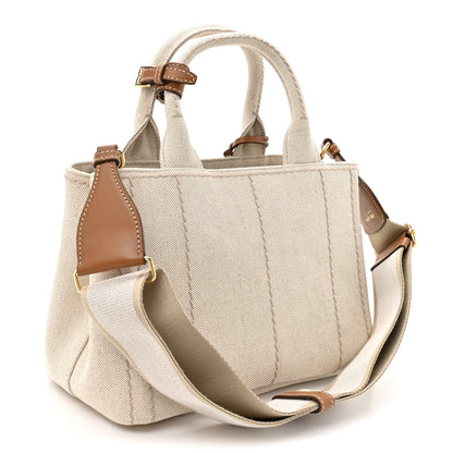 Prada Canvas Mistolino Ricamo Small Logo Tote Naturale 2 of 10