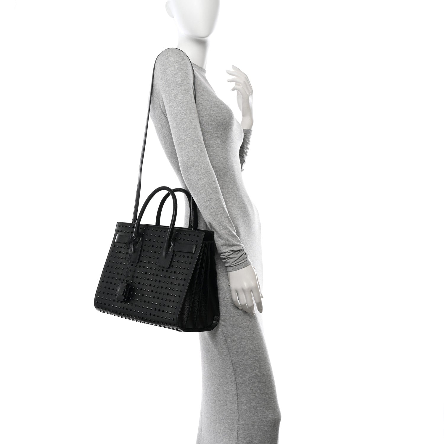 Saint Laurent Grain De Poudre Studded Small Sac De Jour Black 2 of 11